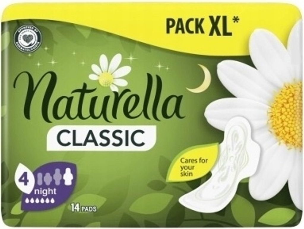 Naturella Classic Night Damenbinden mit Flügeln 14 Stück. Produktbild 