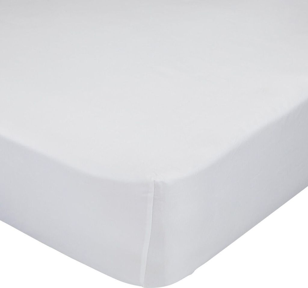 Basic perkal Spannbettlaken Weiss 200x200x32 cm (Bett 200) 100% Baumwolle Hergestellt in Europa