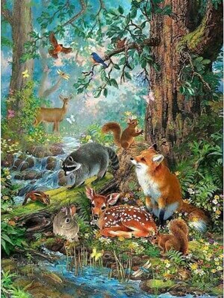 40x30 Diamanten Malerei Zum Selbermachen DIY Diamond Painting Tiere im Wald