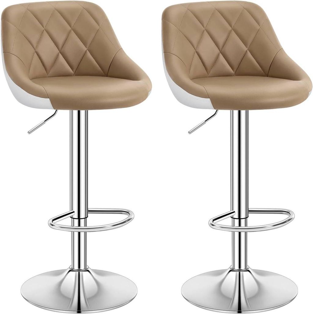 Two bar stools are shown against a white background.