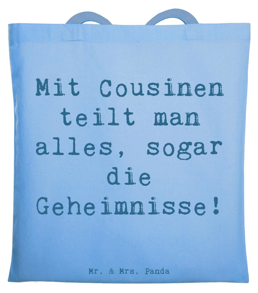 Mr. & Mrs. Panda Tote Bag Spruch Cousine Geheimnisse - Sky Blue - Geschenk, Familienbande, Erinnerungen, canvas tasche, Bindung, Büchertasche, Ver...