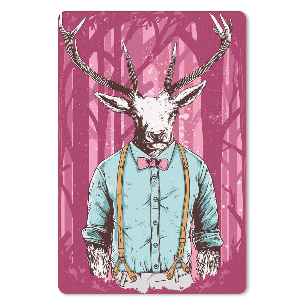MuchoWow Mauspad Mousepad Jahrgang - Hirsch - Wald 18x27 cm - Mousepads - Maus Mat - Pad - Mausunterlage