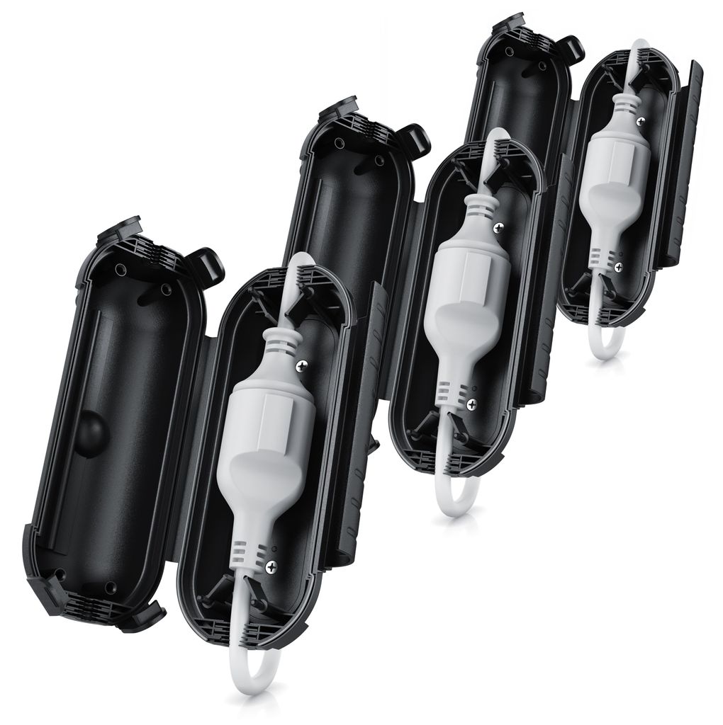 Brandson Kabelbox, Kabelmanagement Box, Kabel Schutzbox für Verlängerungskabel, 3er Set, 210mm x 85 mm, Outdoor, IP44, schwarz