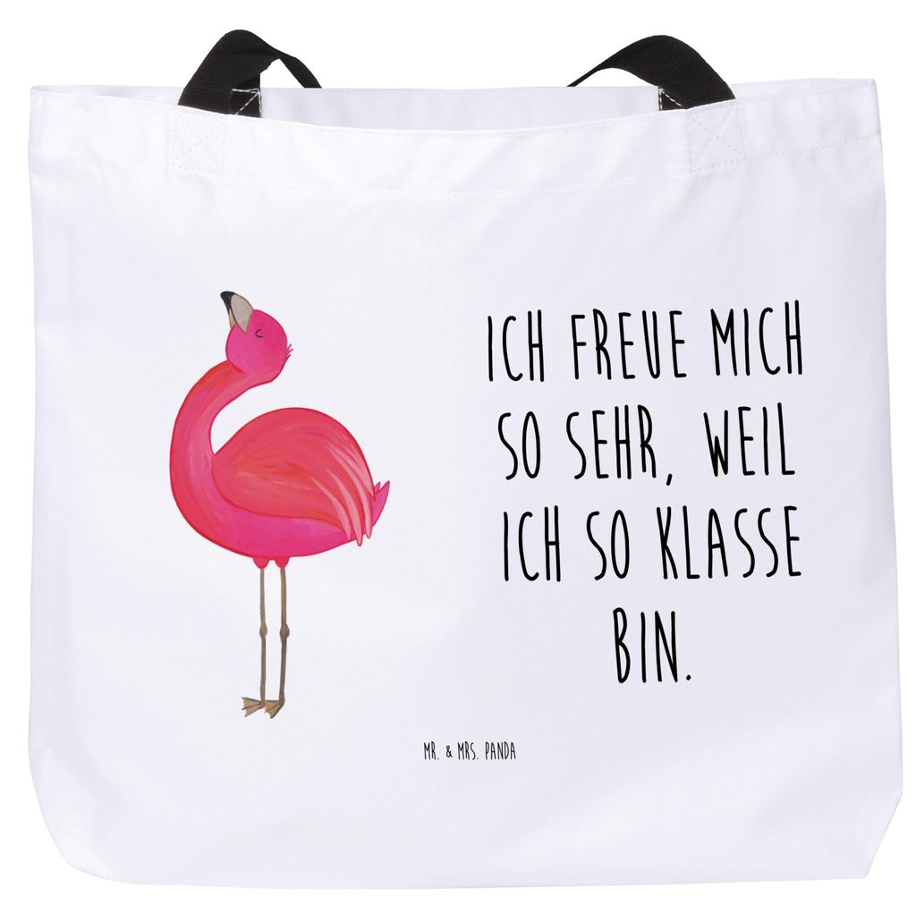 Mr. & Mrs. Panda Reisetasche Flamingo Stolz - Weiß - Geschenk, Freundin, Tasche, Tote Bag, Rosa, Laptoptasche, Schultasche, glücklich, Unitasche,...