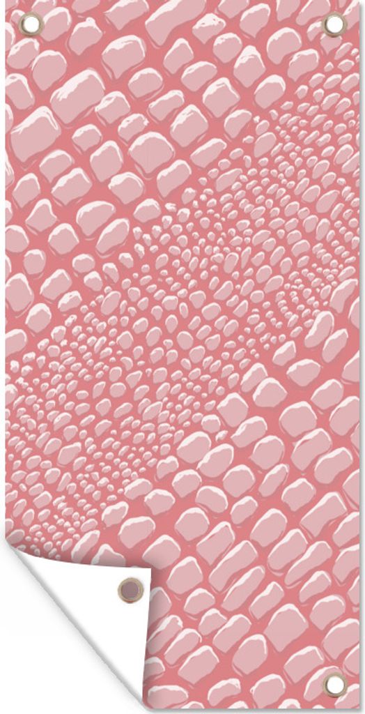 MuchoWow 40x80 cm Outdoor-Poster Gartendeko Sichtschutz Garten Poster für den Garten Krokodilleder - Tierprint - Rosa