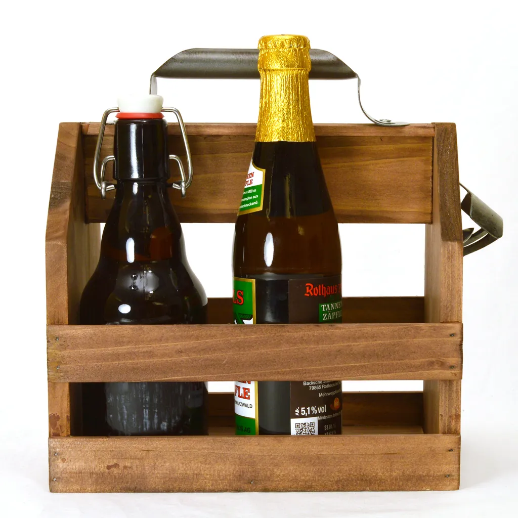 Portabottiglie Legno Chiaro con Apribottiglie Metallo - Stile Nordico - 7