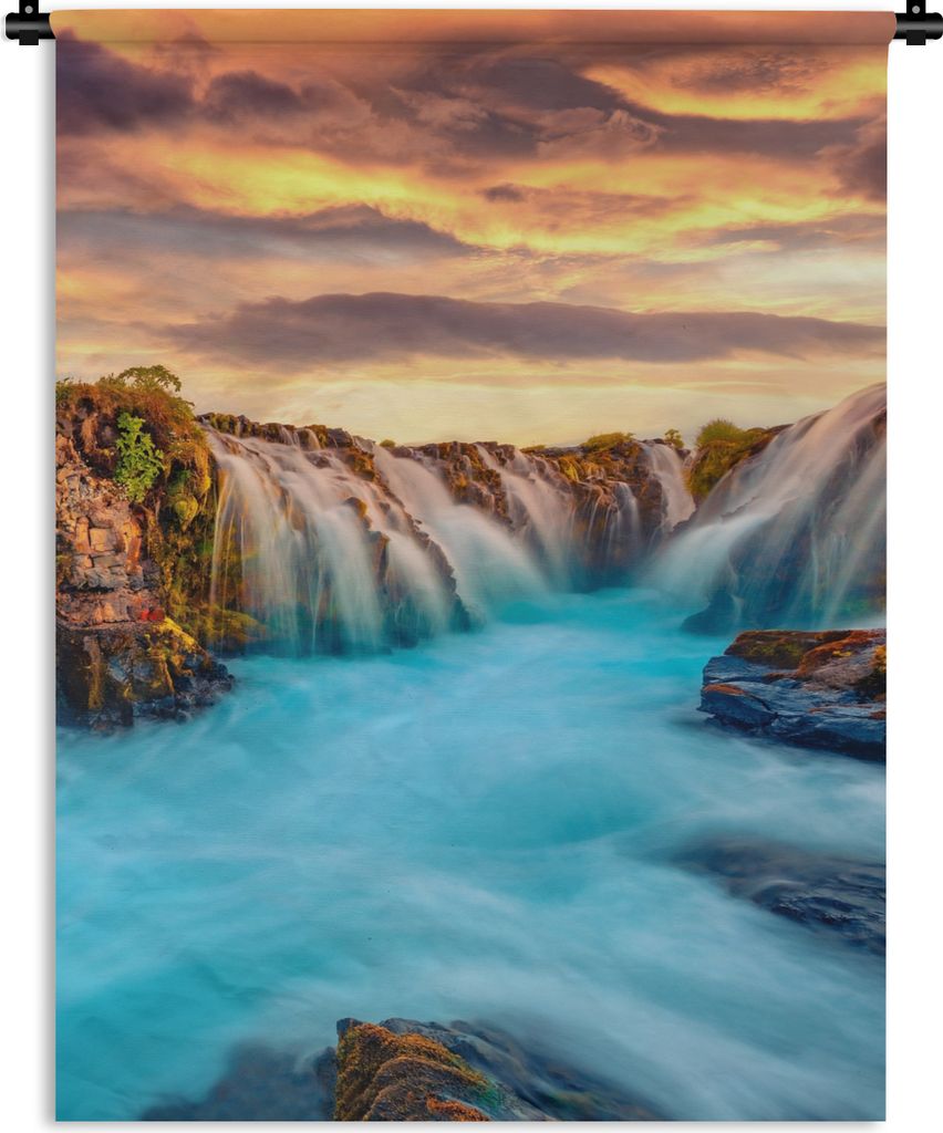 MuchoWow Wandteppich Wandbehang Wasserfall - Landschaft - Wolken - Natur 60x80 cm Tapisserie Dekoration Wandtuch - Decke - Wandtücher - Wohne