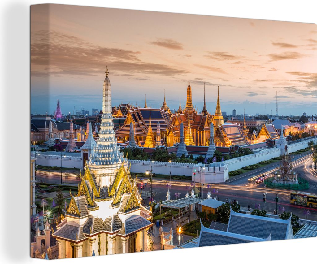 OneMillionCanvasses - Leinwandbilder - 140x90 cm, Thailand - Sonne - Stadt, Wandbilder Kunstdruck Wanddekoration - Foto auf Leinwand - Gemälde a...