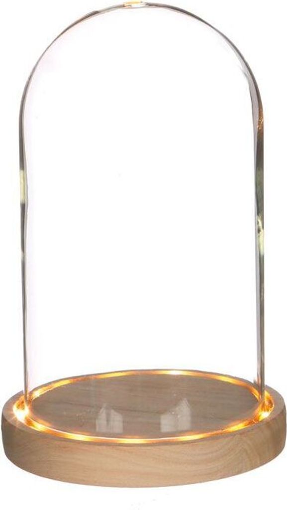 Beleuchtete Glasglocke 21,5 cm x Ø 14 cm