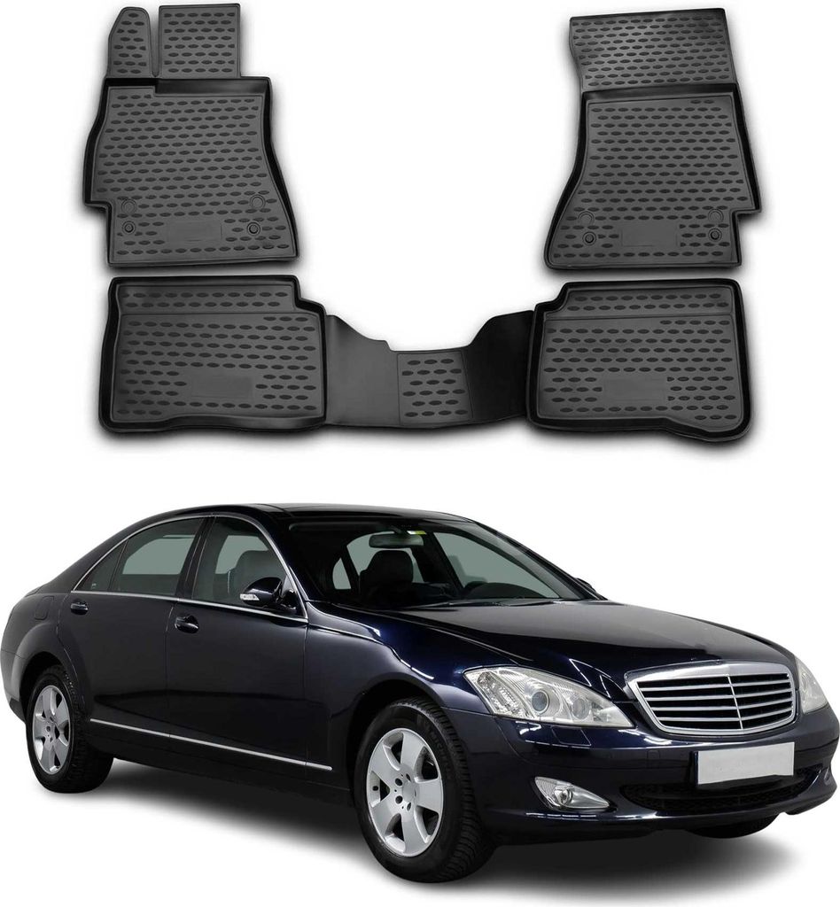 2005-2013 Mercedes S Klasse W221 Fußmatten TPE Schwarz 4 Produktbild 