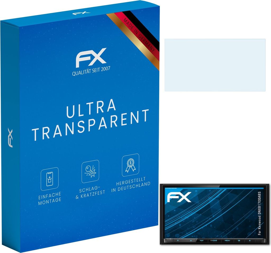 atFoliX FX-Clear 3x Schutzfolie kompatibel mit Kenwood DNX8170DABS Displayschutzfolie
