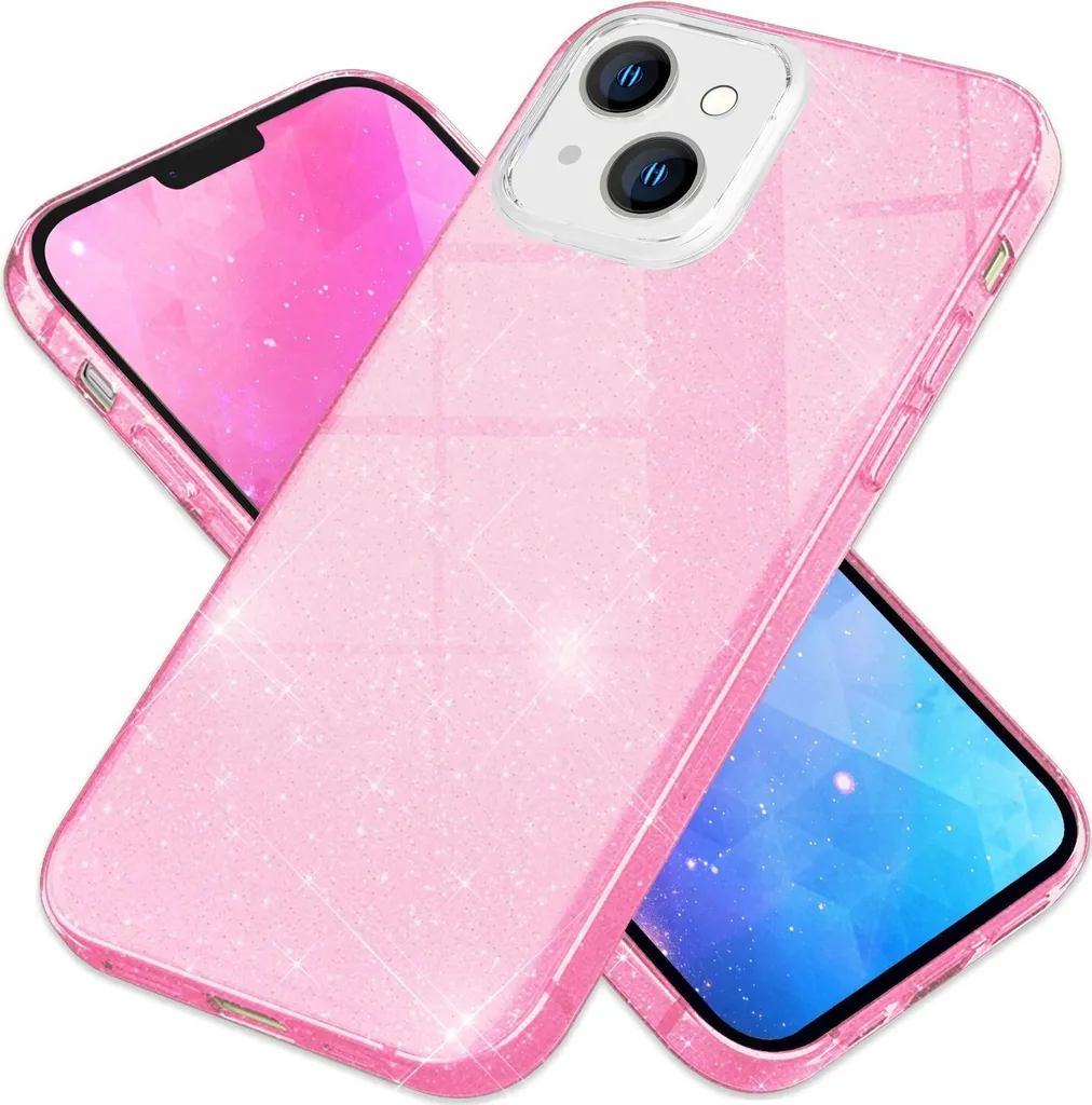 Custodia Rosa Glitter iPhone 14 Plus - Cover Ibrida Elegante Silicone