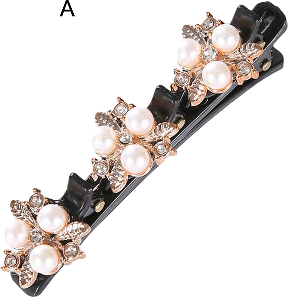 Haarnadel Geflochtenes Haar Doppellagige Haarspange Blumenform Knallhaarnadel Rutschfeste Zähne Funkelnder Glanz Haarschmuck A