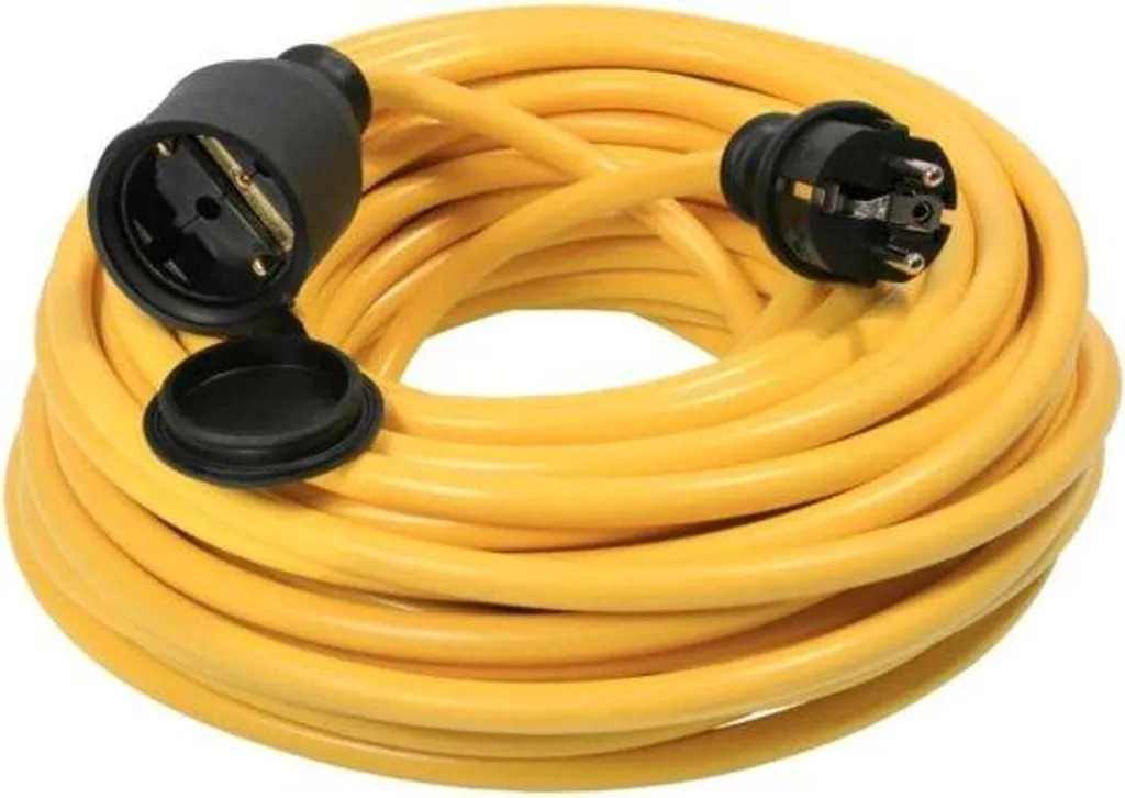 Rallonge électrique pour tondeuse et travaux - Jaune 15m 16A avec terre
