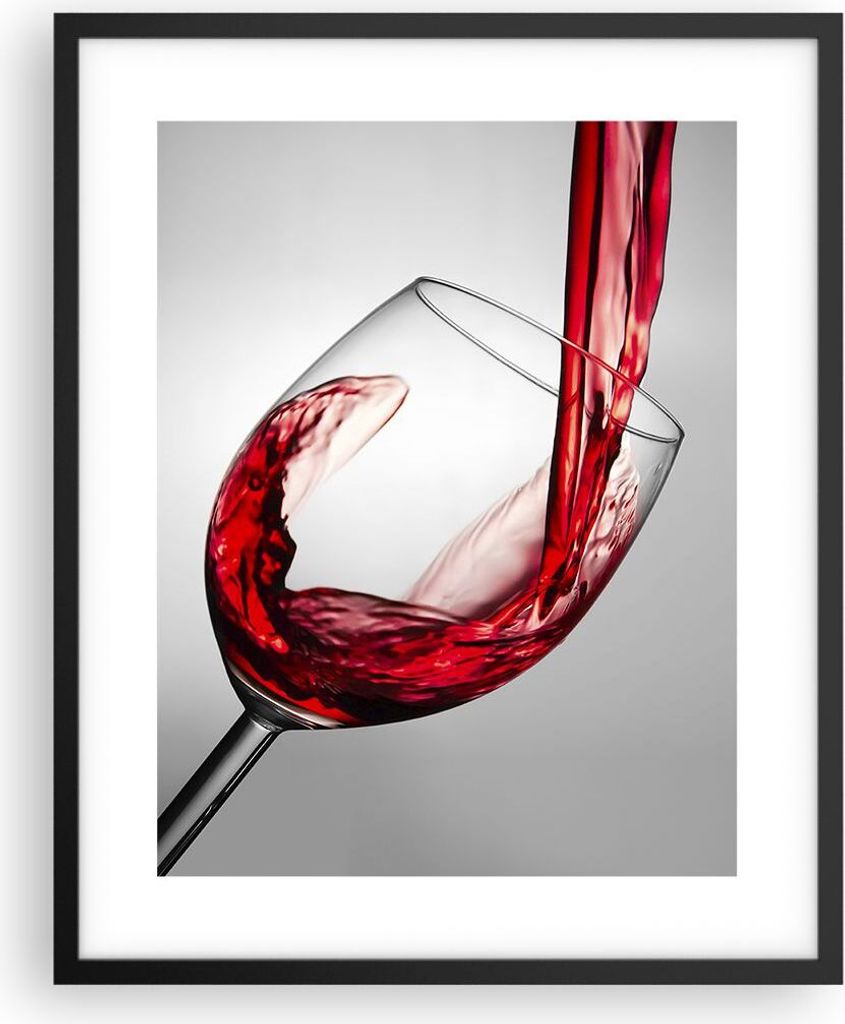 Gerahmtes Poster - Schwarzer Rahmen - Trinken glas wein - Produktbild 