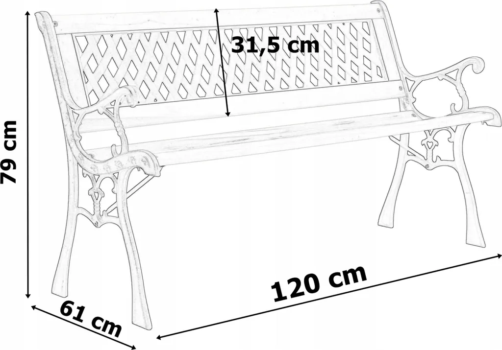 Banc en fonte KARO design rétro - Structure durable et dossier décoratif