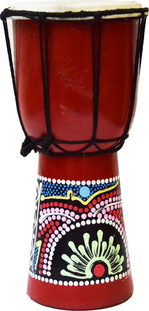 Djembe Trommel Bongo Afrika Holz bemalt Drum Instrument Musik Rhythmus Percussion Dot Painting, 30 cm