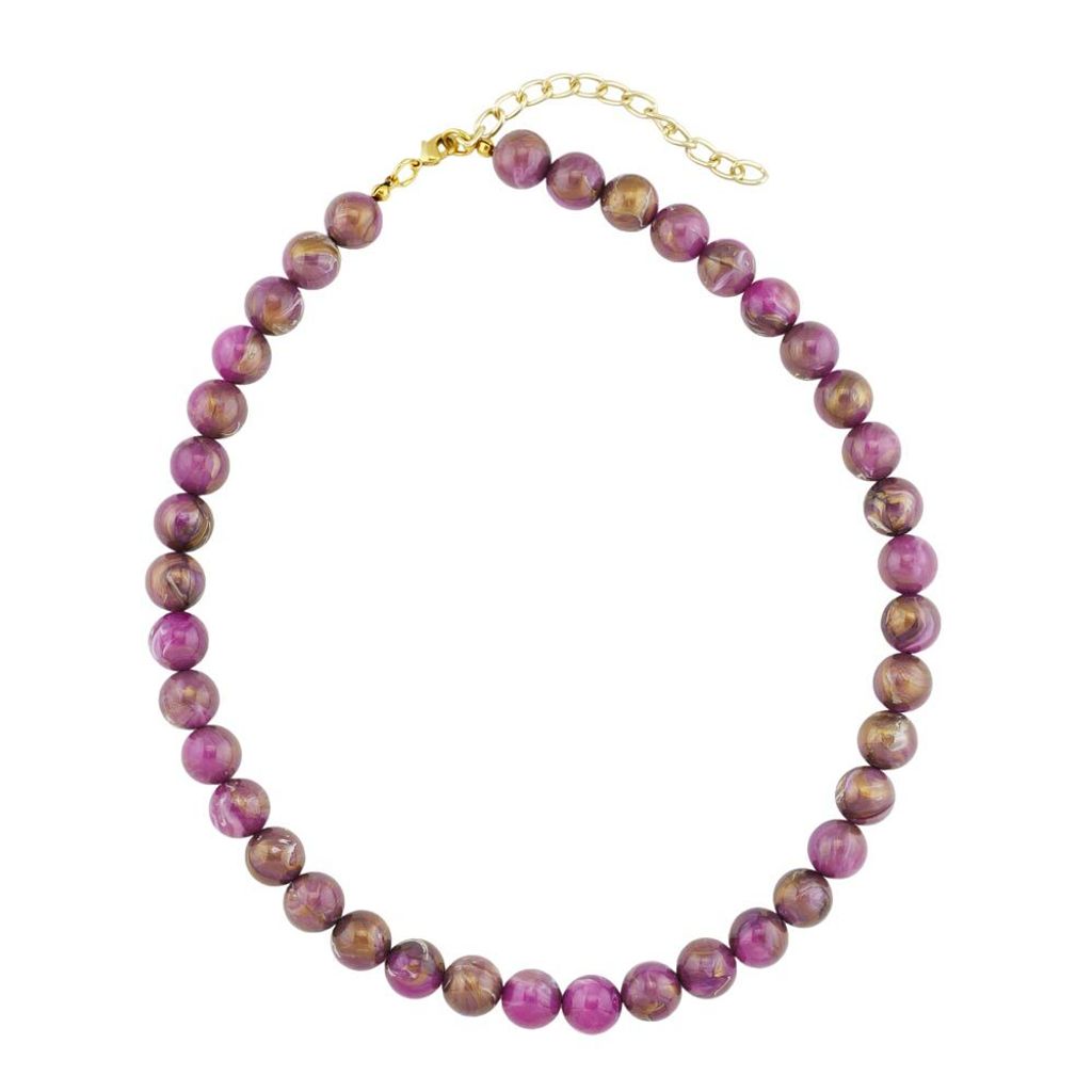 Kette 10mm Rundperle lila-marmoriert Kunststoff 40cm Produktbild 