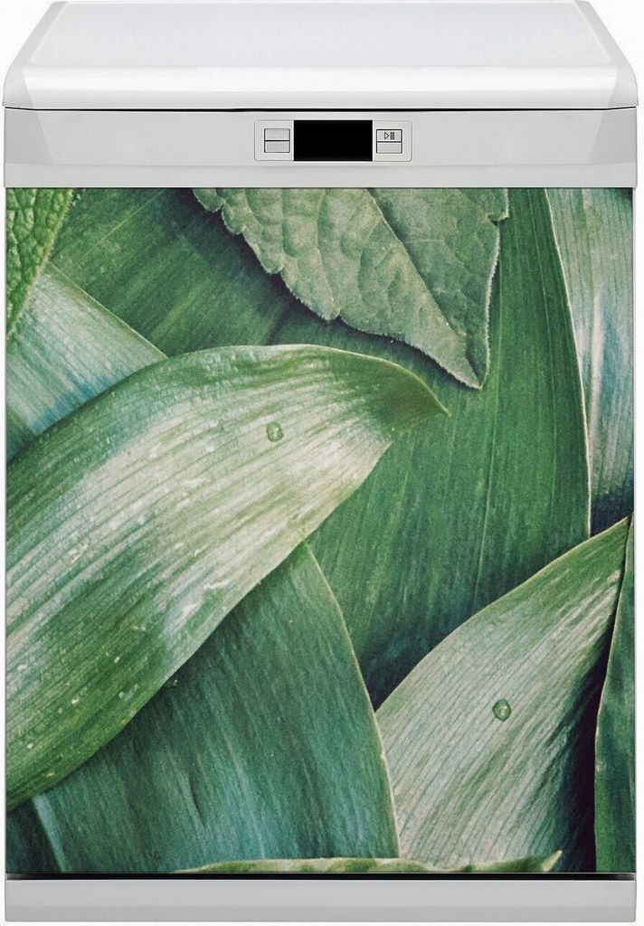 Küche Dekorative Magnete Magnet Folie für Geschirrspüler 60x70 cm - Grüne Blätter