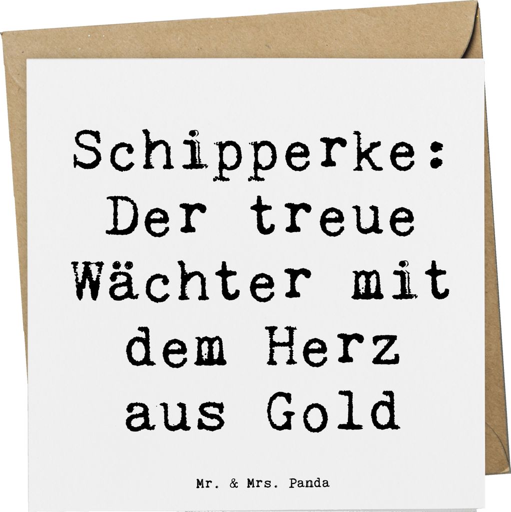 Mr. & Mrs. Panda Klappkarte Spruch Schipperke Wächterherz - Weiß - Geschenk, Hunderasse, Hunderassen, doppelkarte, Beschreibung, anlasskarte, Gru...