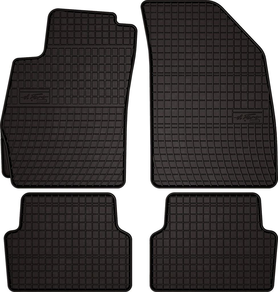 Gummifußmatten passend für Chevrolet Aveo II T300 (Schrägheck, Limousine, Bj. 2011-2016) – schwarz, passgenau, mit Befestigungen set 4 Stk. - ...