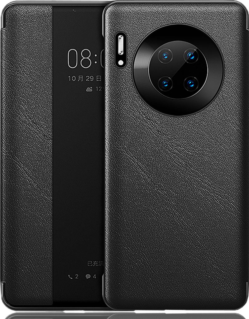 Huawei Mate 30 Pro Hülle, LaimTop Slim Business Smart View Intelligente Wake up-/Sleep Flip Leder Cover Schutzhülle für Huawei Mate 30 Pro Schwarz