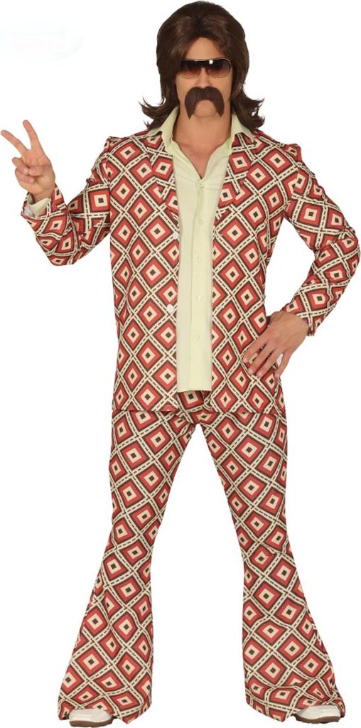 70er Jahre Partyoutfit Rautenmuster Karnevalskostüm Flared Produktbild 