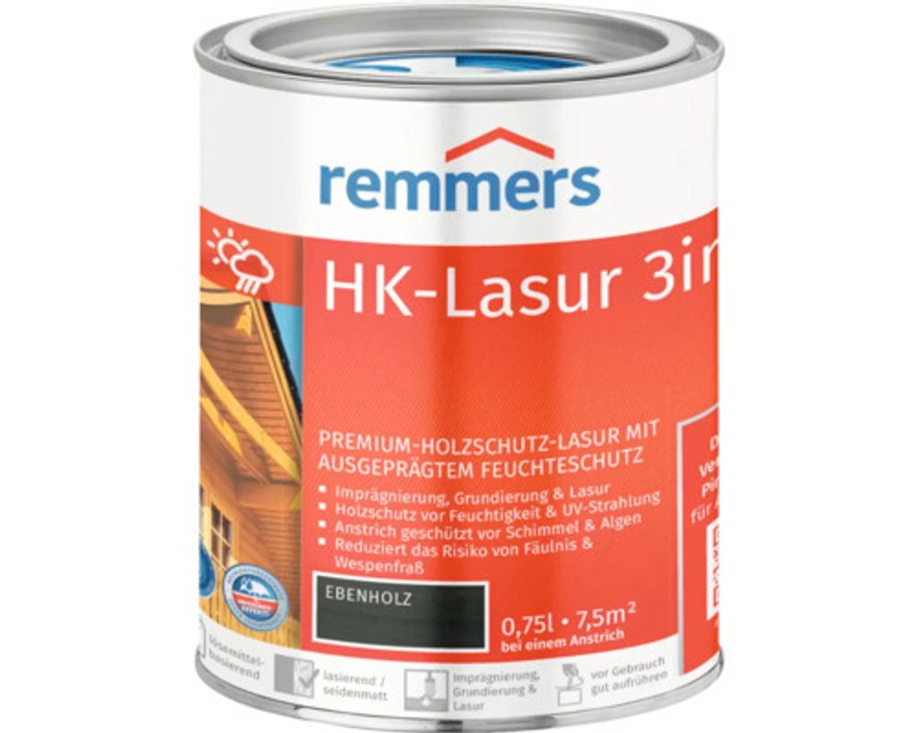 Remmers HK-Lasur 3w1 heban, 0,75 l, zewnętrzna bejca do Zdjęcie produktu 