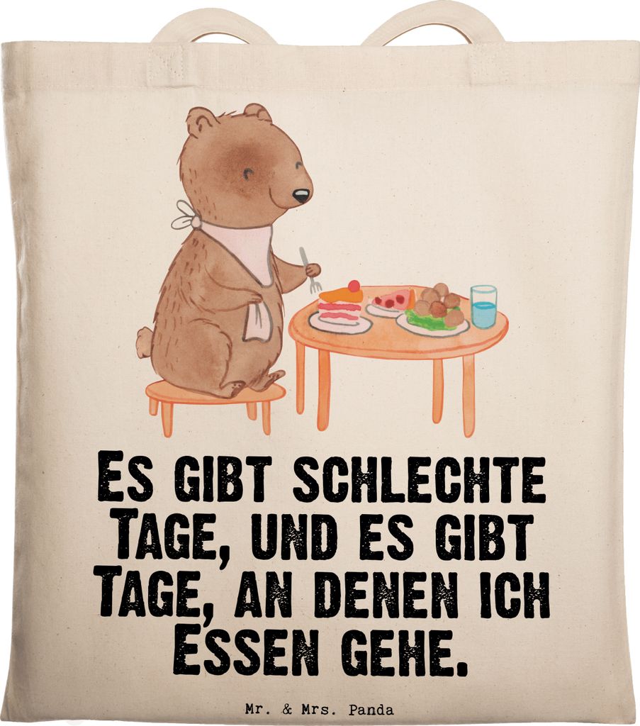 Mr. & Mrs. Panda Einkaufstüte Bär Essen gehen - Transparent - Geschenk, Tragetasche, Restaurant, Tote Bag, Beutel, Laptoptasche, Tasche, Restaura...