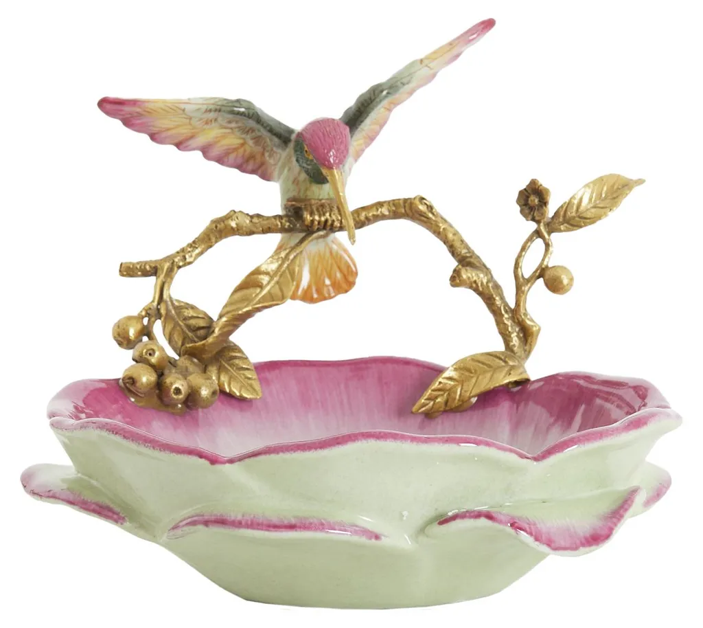 Bol de Décoration Rose et Bronze HUMMINGBIRD aux Finitions Artisanales
