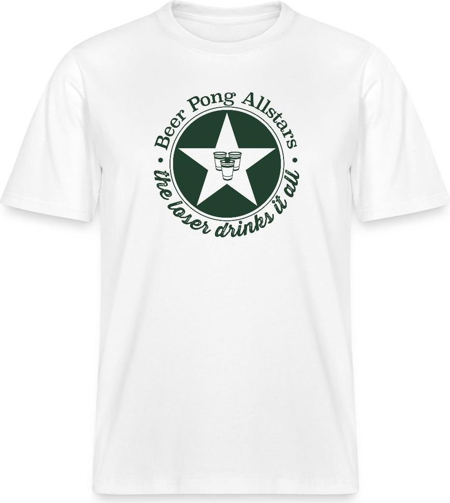 Spreadshirt Beer Pong Allstars Party Enthusiast Design Relaxed Fit Uni T-Shirt, M, Weiß