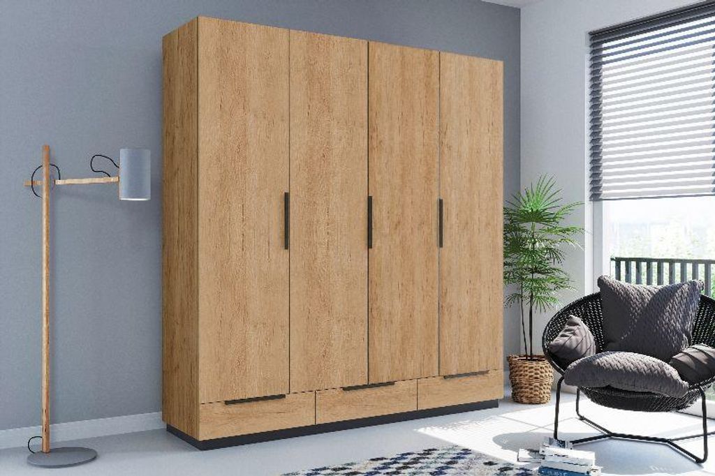 FurMeb24 kippbarer Kleiderschrank C3b 203×215×61 cm – Eiche Craft Gold