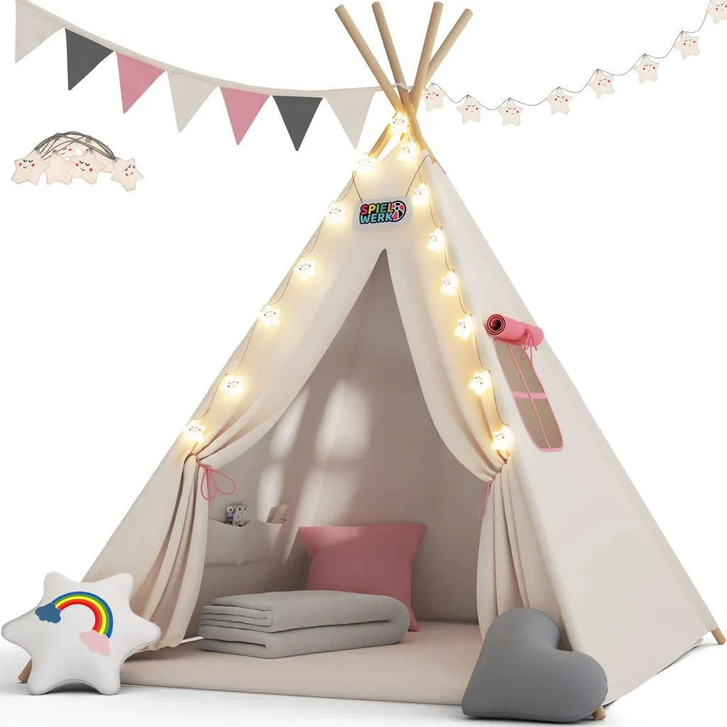 Tente de jeu tipi pour enfants grand modèle JULIA en toile de coton