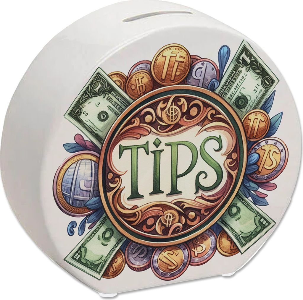 Trinkgeld Retro Spardose mit Spruch Tips