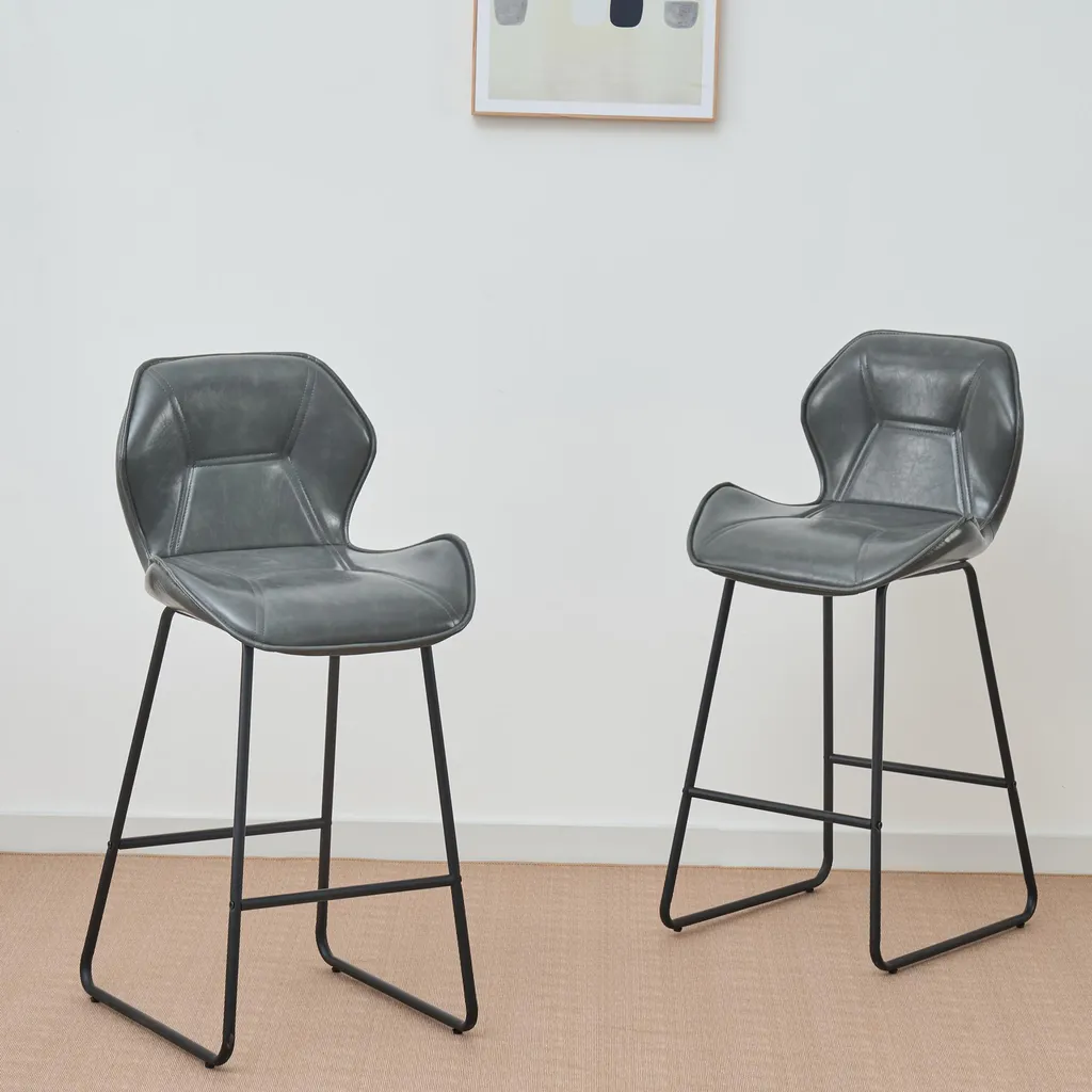 Tabourets de Bar Gris pour Îlot de Cuisine et Mange-debout Lot de 2