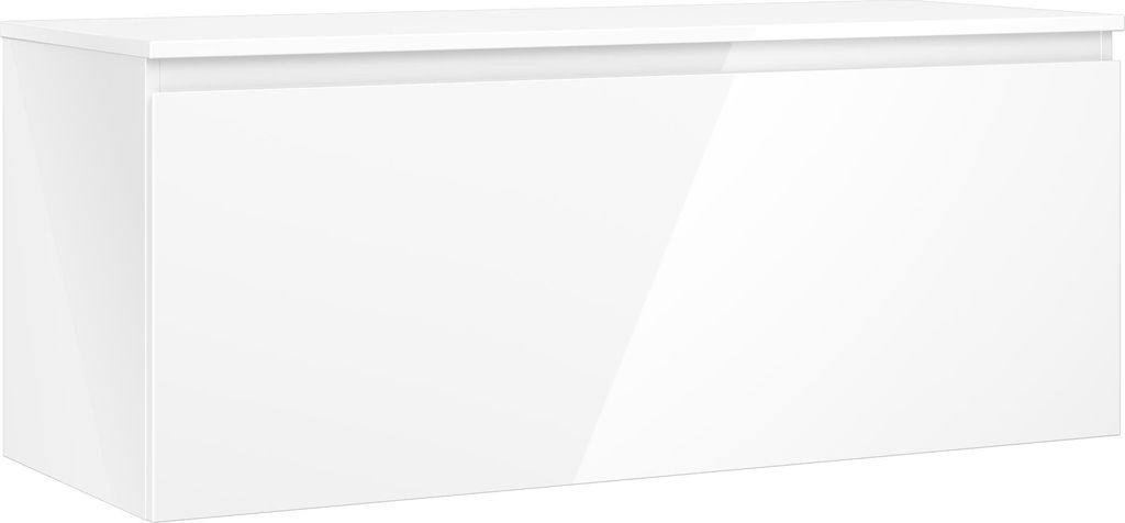 Mexen Orio Badezimmerschrank 120 cm mit Arbeitsplatte, 1 Schublade, Weiß Hochglanz - 91A10-12047-1-BFC00