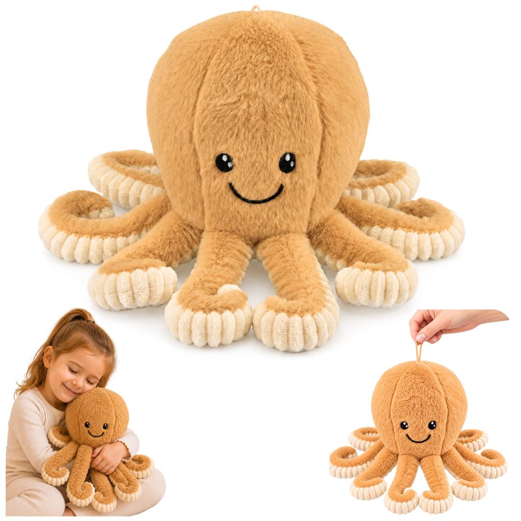 Plüsch-Oktopus, Kuscheltier mit elastischen Tentakeln, Produktbild 