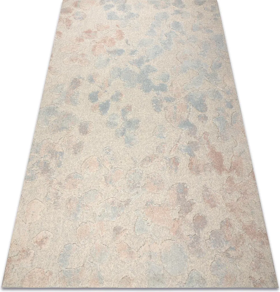 Tapis 120x170 laine structurelle FLUX - Motif abstrait crème et bleu