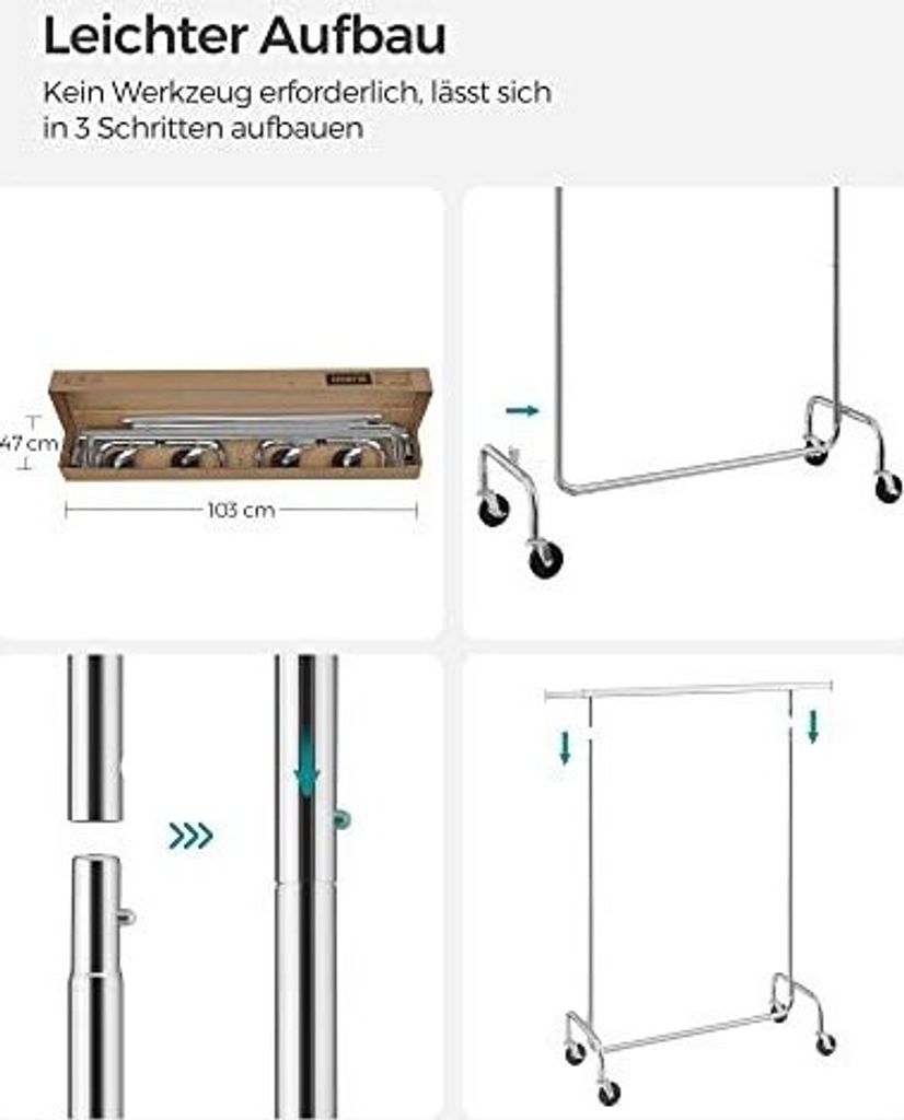 Chromowany wieszak na ubrania mobilna garderoba 150 cm Zdjęcie produktu 36