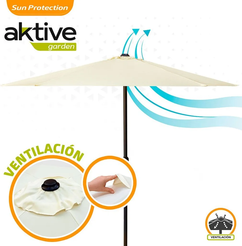 Solskærm Aktive 250 x 235 x 250 cm Alluminio Crema - 5