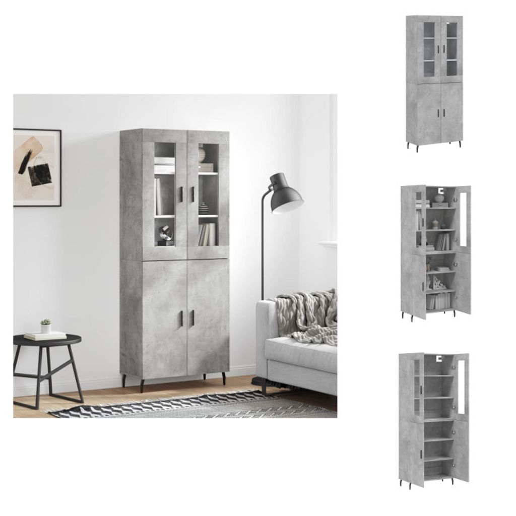 vidaXL Highboard Betongrau 69,5x34x180 cm Holzwerkstoff - Sideboards