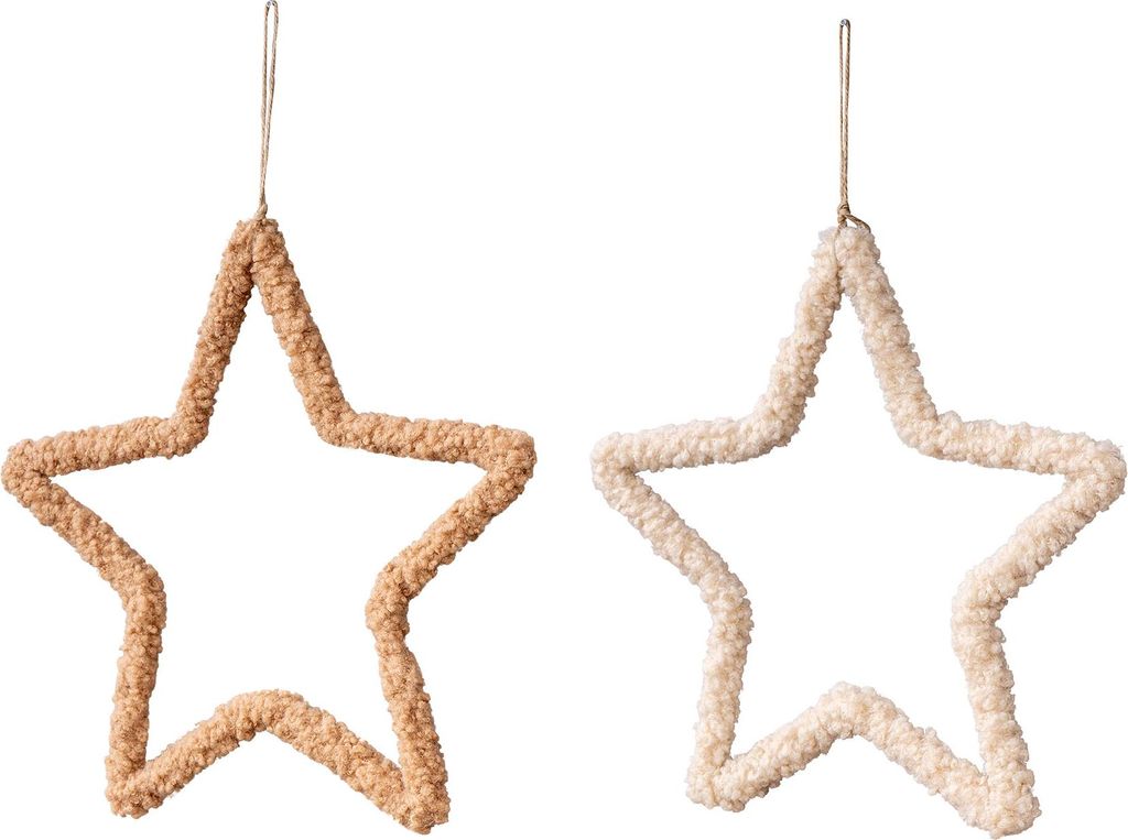 2er Set Deko Stern Anhänger H31cm Natur Weihnachtsdeko Fensterdeko Weihnachten