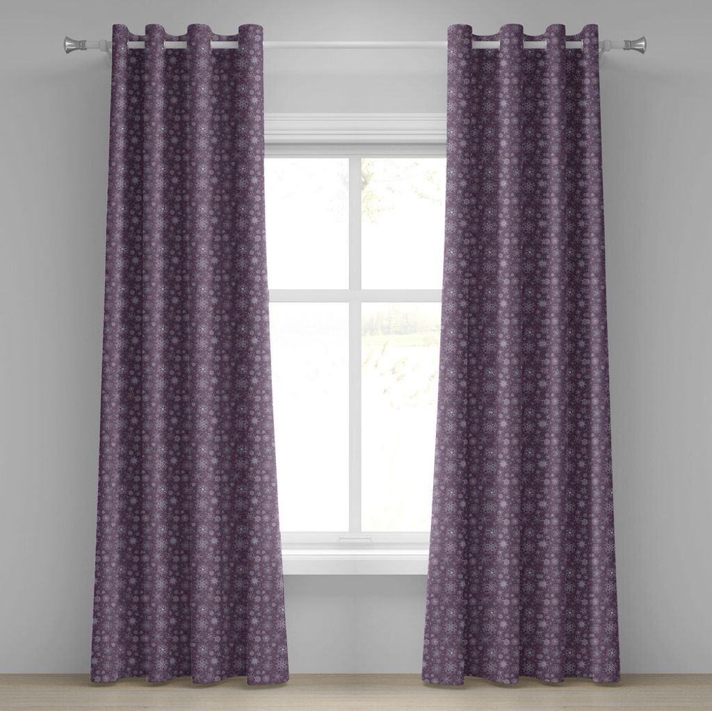 ABAKUHAUS Aubergine Ösenvorhang, Schneeflocken Muster Abstrakter Kristallformen Dekoration schneeflocken, Dekorative 2-Panel-Fenstervorhänge, 280...