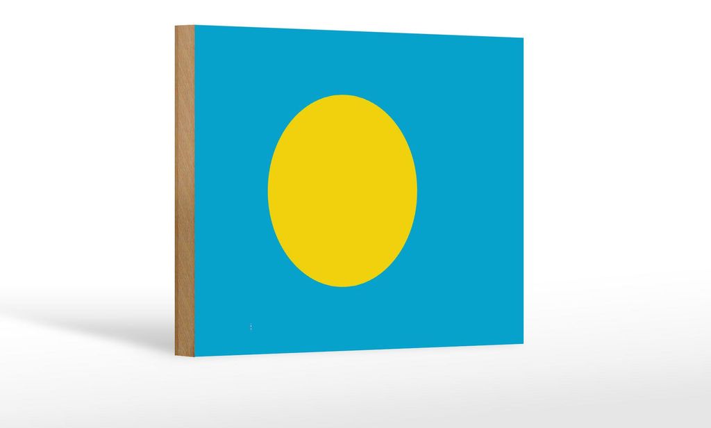 Holzschild Flagge Palaus 18x12 cm Flag of Palau Dekoration