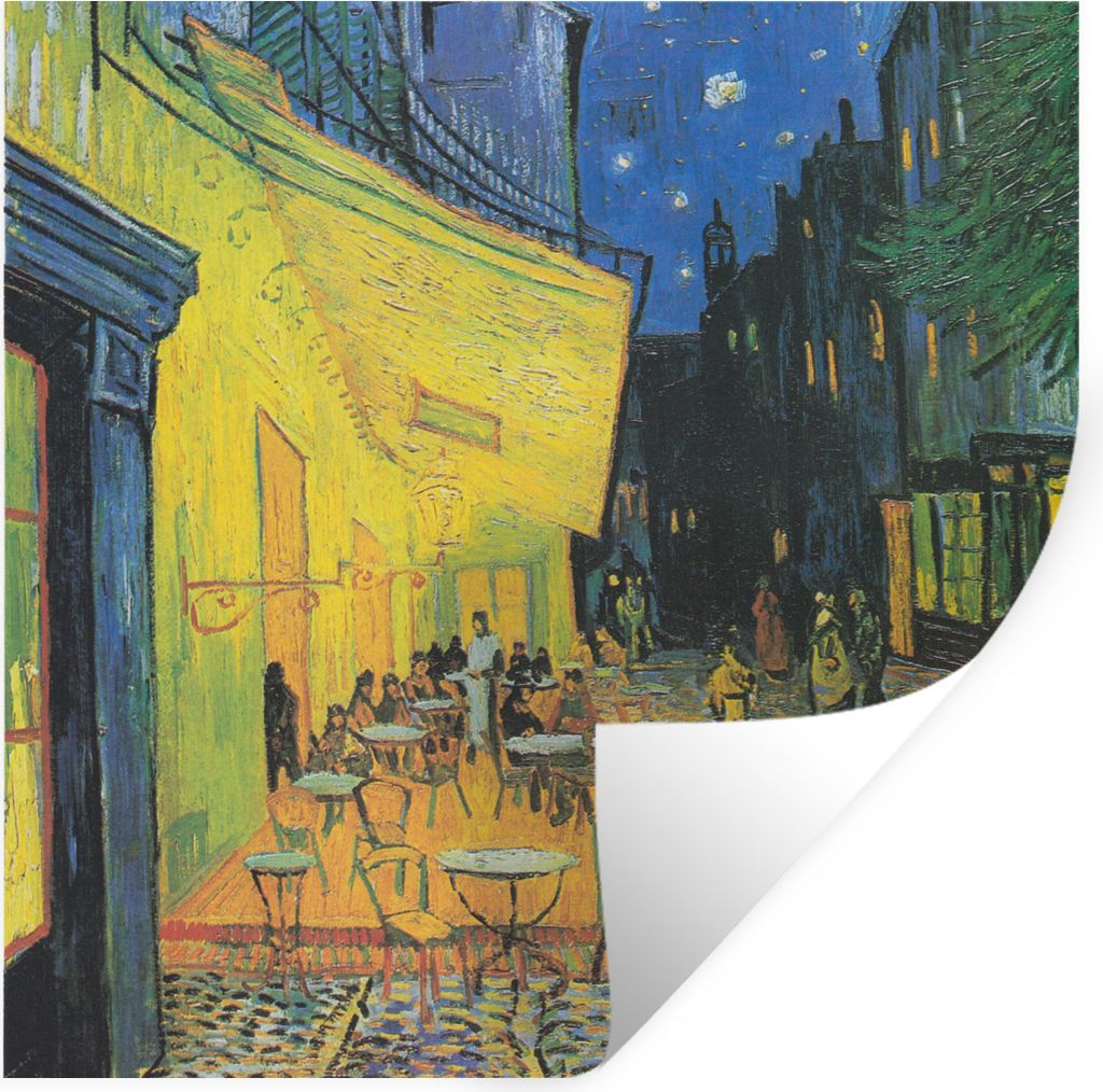 MuchoWow Wandtattoo Wandsticker Wandaufkleber Caféterrasse bei Nacht - Vincent van Gogh 80x80 cm Selbstklebend und Repositionierbar - Wierderver...
