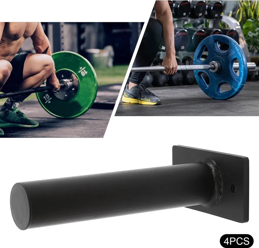 Support mural disques haltères gain de place Lot de 4 Noir Mat 80kg - 2