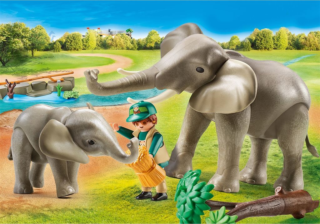 PLAYMOBIL 70324 Éléphants dans un enclos extérieur Image du produit 