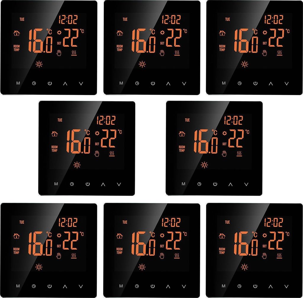 8X Smart Digital LCD Raumthermostat für 16A Elektroheizung Fußbodenheizung Woche Programmierbare Thermostat Innenthermometer Temperaturregler Wan...