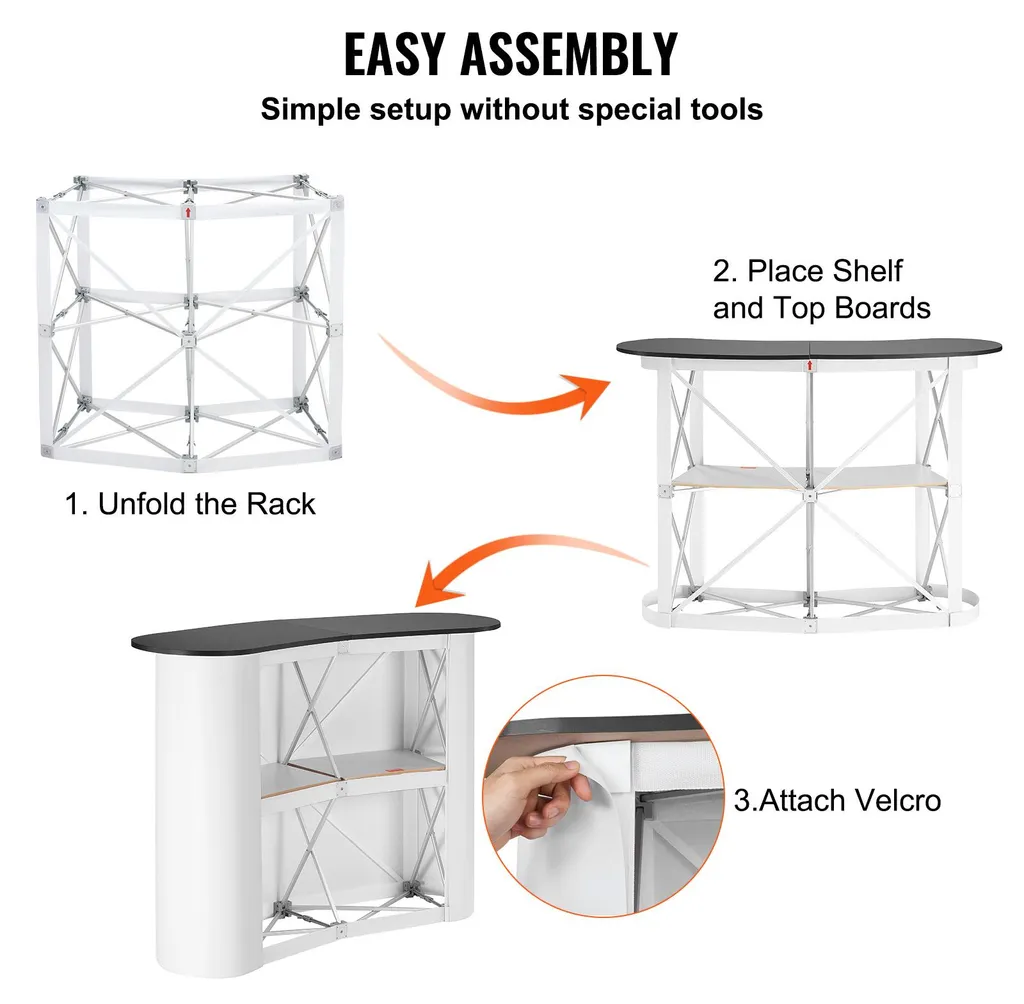 Table podium portable et pliable blanc et noir avec structure robuste - 4
