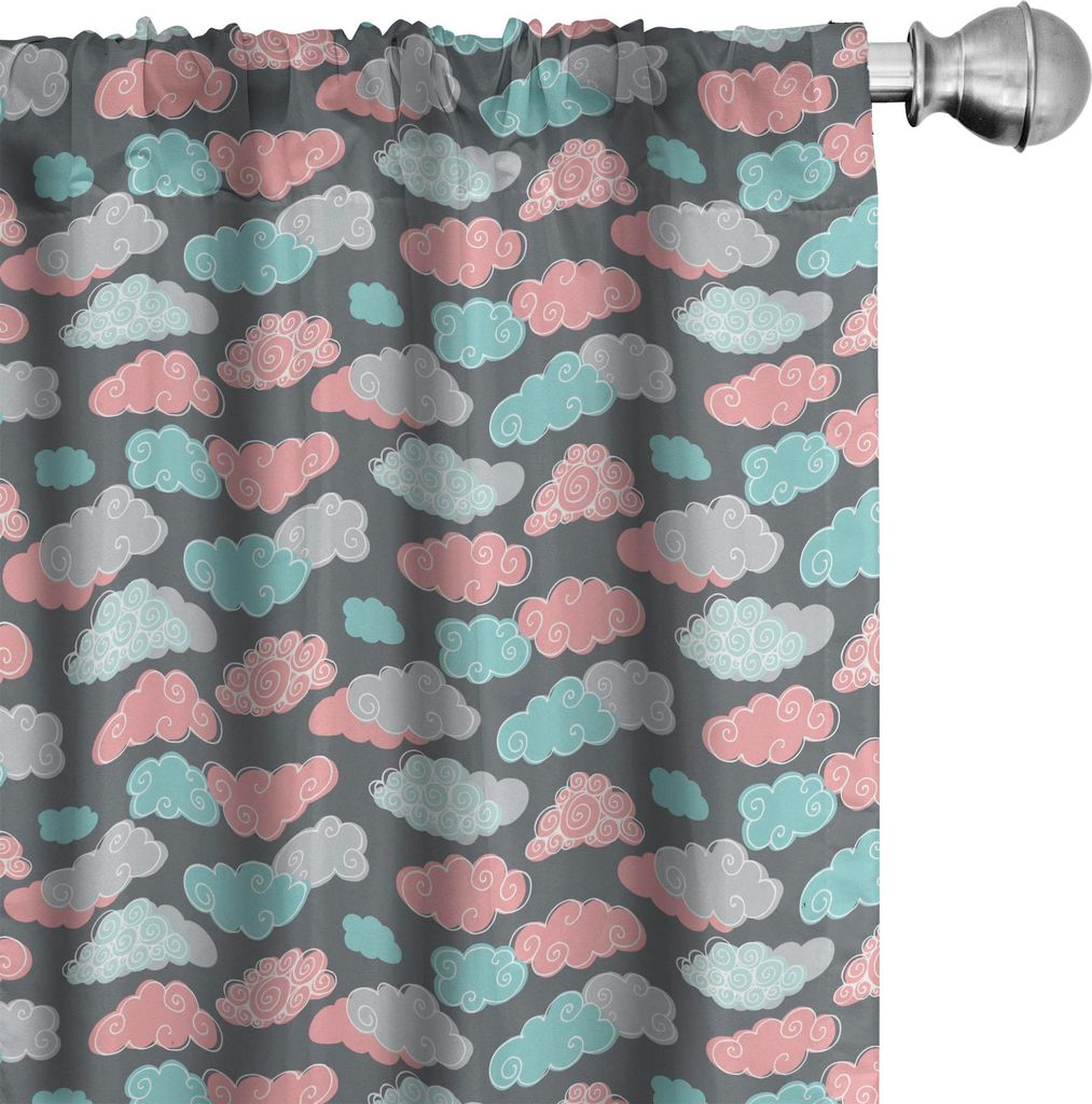 ABAKUHAUS Wolke Vorhänge, Gardinen, Abstrakte Wolken-Zahlen in den Pastellfarben verziert mit Curlicues und Wellen drucken, 2 Stück 75 x 225 cm, ...